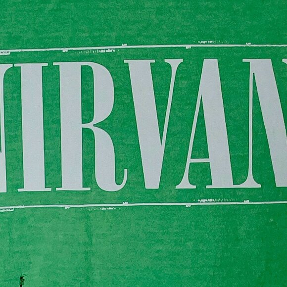 NWOT Nirvana Band Tee Green Medium 100% Cotton Licensed Merch Grunge Rock Smiley - Picture 6 of 8